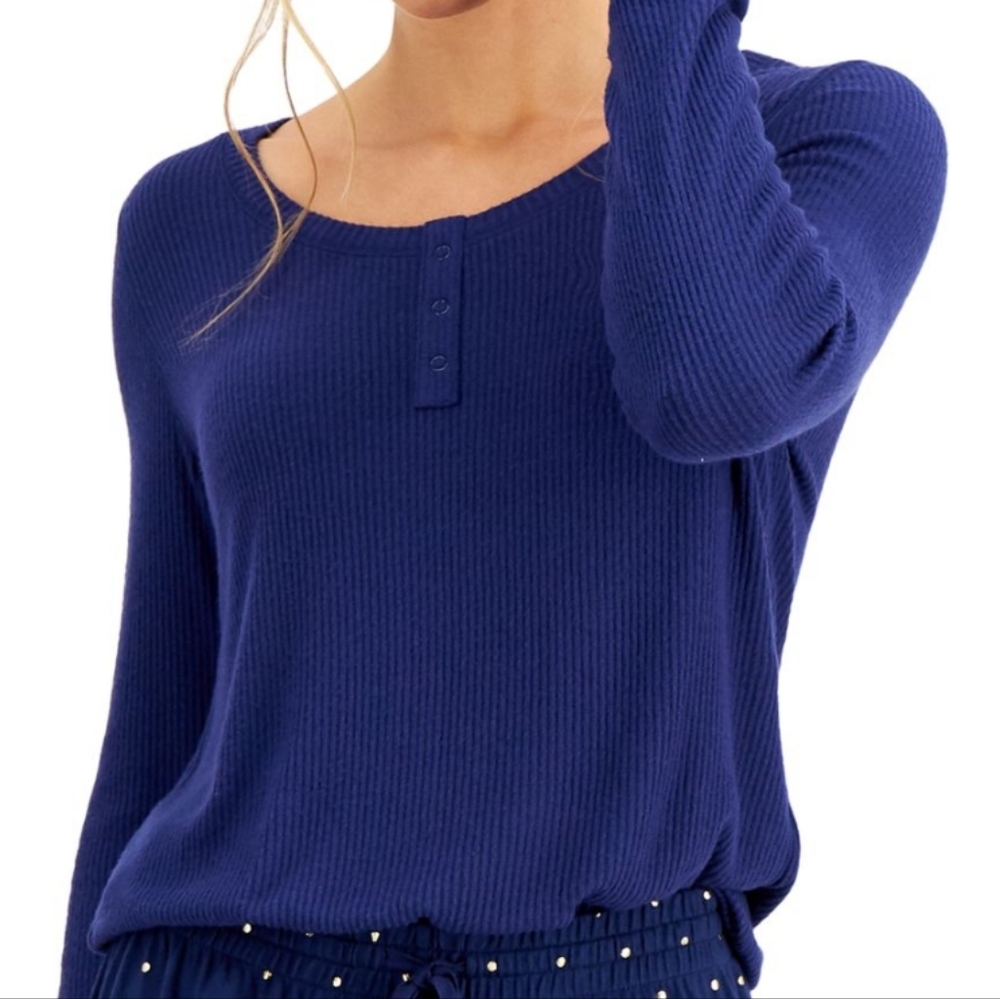 NWT Charter Club Navy Blue henley pajama top Shirt